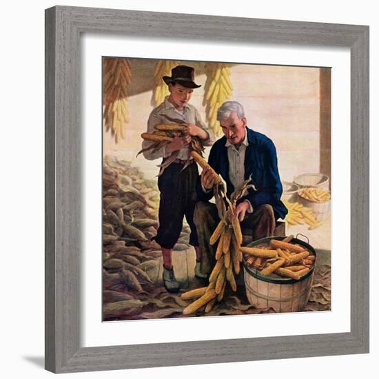 "Drying Field Corn,"November 1, 1944-Newell Convers Wyeth-Framed Giclee Print