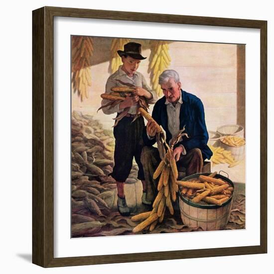 "Drying Field Corn,"November 1, 1944-Newell Convers Wyeth-Framed Giclee Print