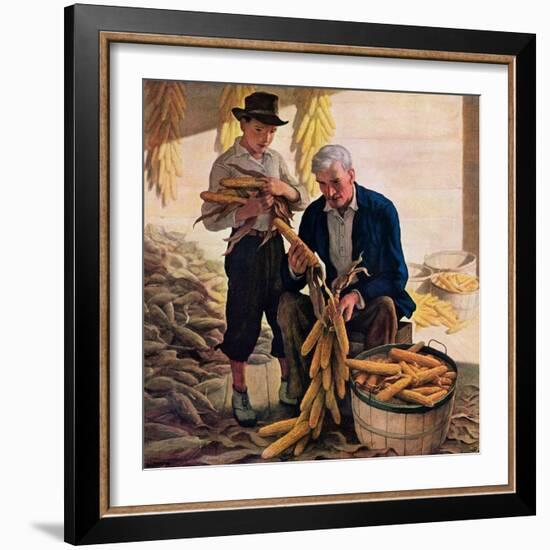 "Drying Field Corn,"November 1, 1944-Newell Convers Wyeth-Framed Giclee Print