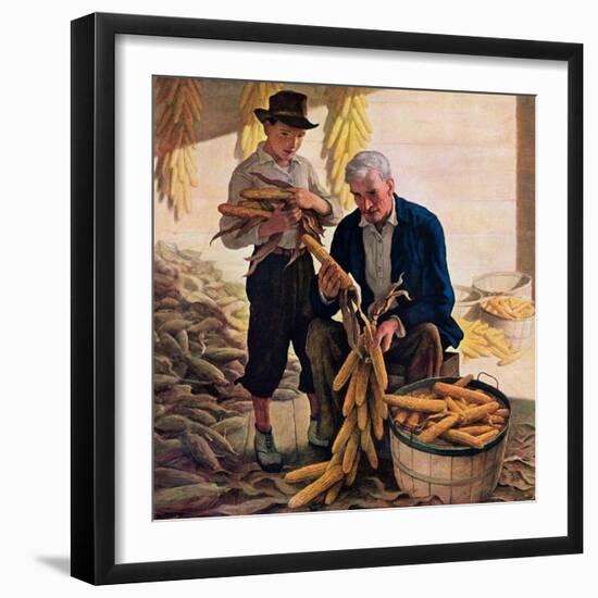 "Drying Field Corn,"November 1, 1944-Newell Convers Wyeth-Framed Giclee Print