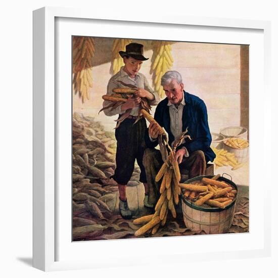 "Drying Field Corn,"November 1, 1944-Newell Convers Wyeth-Framed Giclee Print