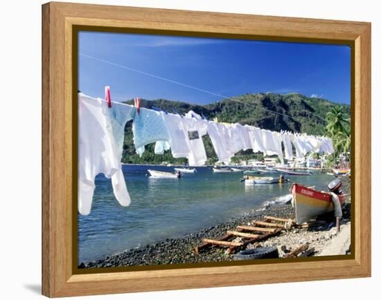 Drying Laundry on the Beach, St. Lucia-Angelo Cavalli-Framed Premier Image Canvas