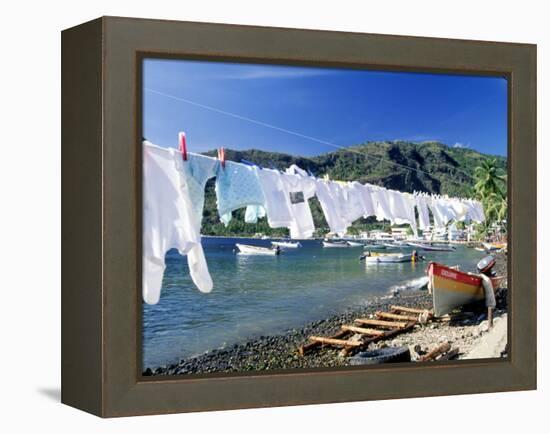 Drying Laundry on the Beach, St. Lucia-Angelo Cavalli-Framed Premier Image Canvas