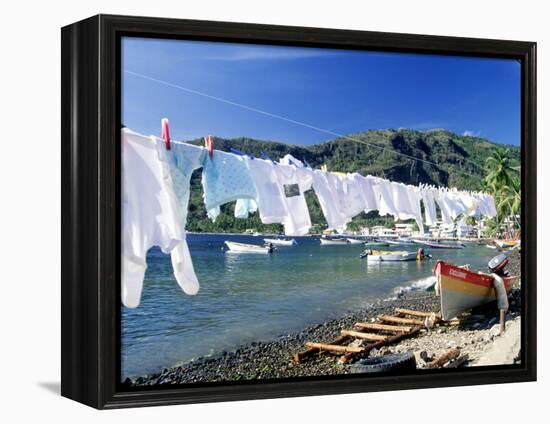 Drying Laundry on the Beach, St. Lucia-Angelo Cavalli-Framed Premier Image Canvas