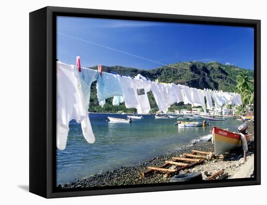 Drying Laundry on the Beach, St. Lucia-Angelo Cavalli-Framed Premier Image Canvas