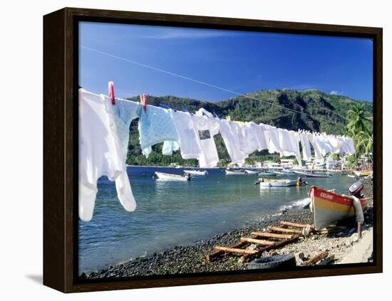 Drying Laundry on the Beach, St. Lucia-Angelo Cavalli-Framed Premier Image Canvas