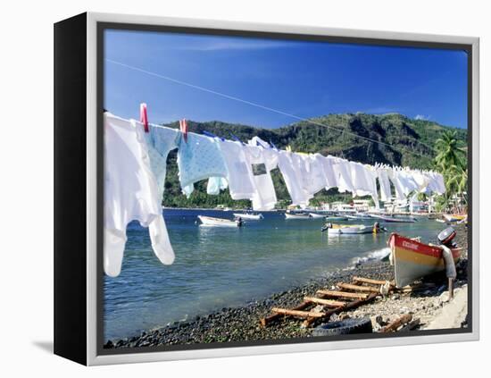 Drying Laundry on the Beach, St. Lucia-Angelo Cavalli-Framed Premier Image Canvas