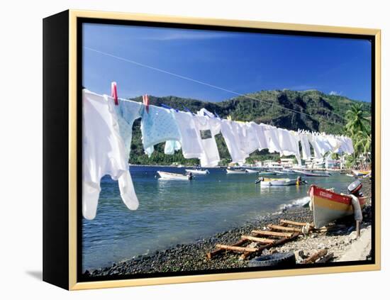 Drying Laundry on the Beach, St. Lucia-Angelo Cavalli-Framed Premier Image Canvas