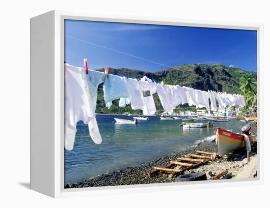 Drying Laundry on the Beach, St. Lucia-Angelo Cavalli-Framed Premier Image Canvas