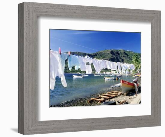 Drying Laundry on the Beach, St. Lucia-Angelo Cavalli-Framed Photographic Print