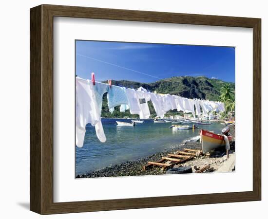 Drying Laundry on the Beach, St. Lucia-Angelo Cavalli-Framed Photographic Print