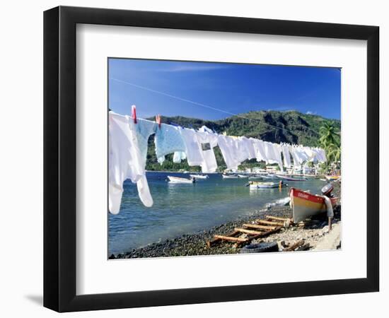 Drying Laundry on the Beach, St. Lucia-Angelo Cavalli-Framed Photographic Print
