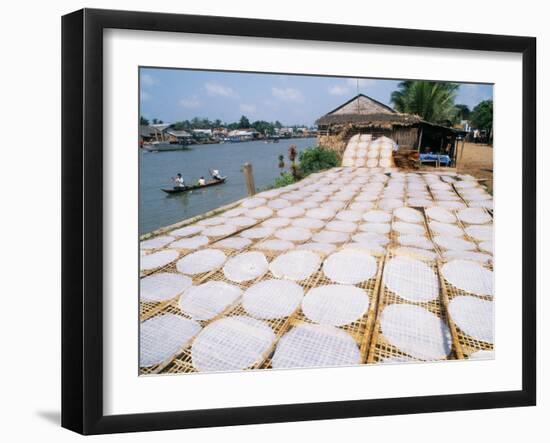 Drying Rice Noodles in the Sun Beside the Mekong River in Sa Dec-Paul Harris-Framed Photographic Print