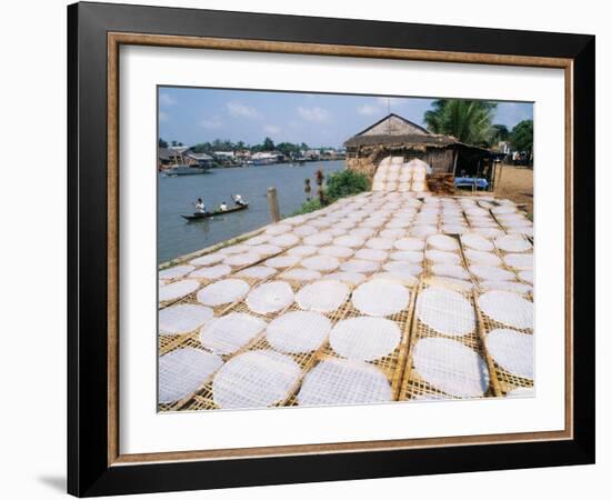 Drying Rice Noodles in the Sun Beside the Mekong River in Sa Dec-Paul Harris-Framed Photographic Print