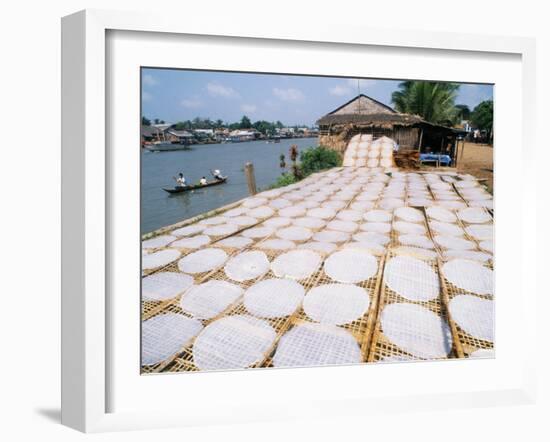 Drying Rice Noodles in the Sun Beside the Mekong River in Sa Dec-Paul Harris-Framed Photographic Print