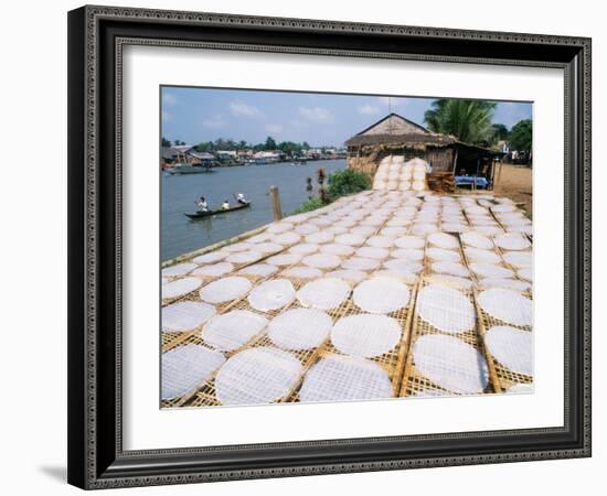 Drying Rice Noodles in the Sun Beside the Mekong River in Sa Dec-Paul Harris-Framed Photographic Print