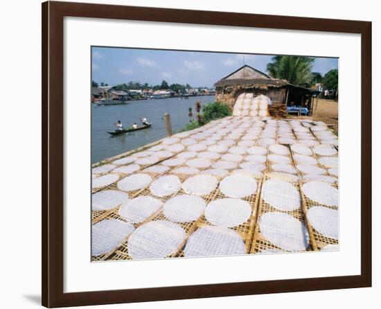 Drying Rice Noodles in the Sun Beside the Mekong River in Sa Dec-Paul Harris-Framed Photographic Print