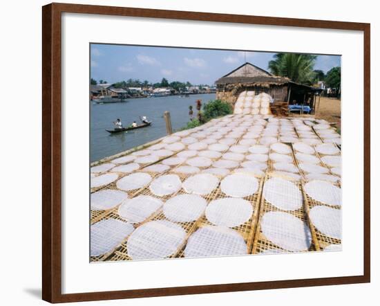 Drying Rice Noodles in the Sun Beside the Mekong River in Sa Dec-Paul Harris-Framed Photographic Print