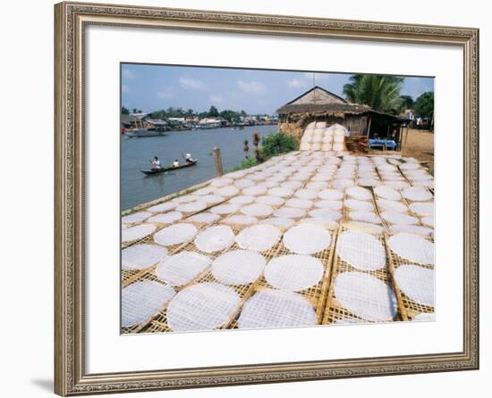 Drying Rice Noodles in the Sun Beside the Mekong River in Sa Dec-Paul Harris-Framed Photographic Print