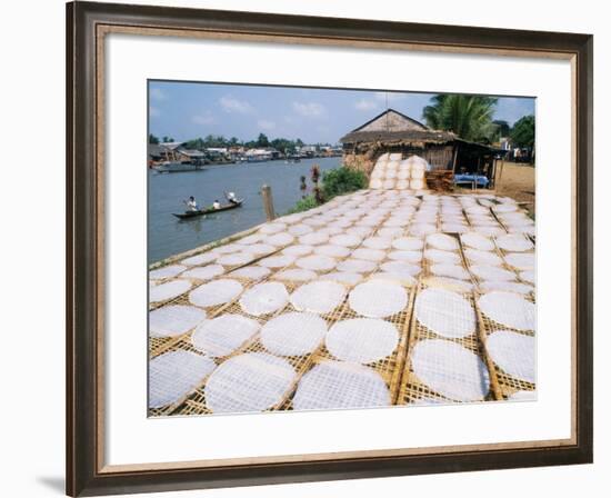 Drying Rice Noodles in the Sun Beside the Mekong River in Sa Dec-Paul Harris-Framed Photographic Print