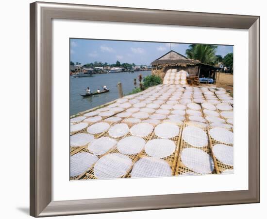 Drying Rice Noodles in the Sun Beside the Mekong River in Sa Dec-Paul Harris-Framed Photographic Print