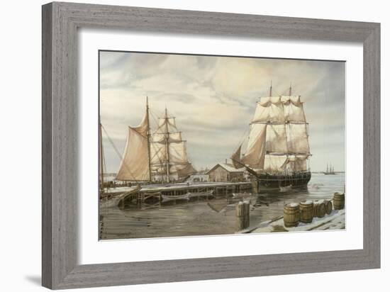 Drying Sails - New Bedford-Jack Wemp-Framed Giclee Print