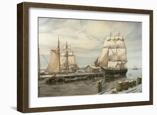 Drying Sails - New Bedford-Jack Wemp-Framed Giclee Print