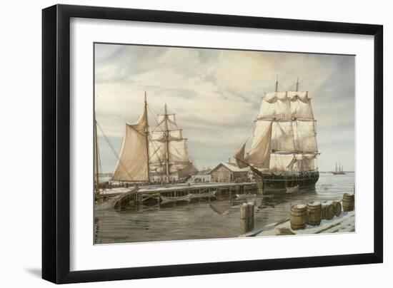 Drying Sails - New Bedford-Jack Wemp-Framed Giclee Print