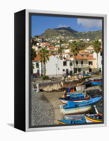 Drying Salt Cod (Bacalhau) and Fishing Boats in the Coast Harbour of Camara De Lobos, Portugal-Neale Clarke-Framed Premier Image Canvas