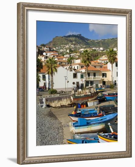 Drying Salt Cod (Bacalhau) and Fishing Boats in the Coast Harbour of Camara De Lobos, Portugal-Neale Clarke-Framed Photographic Print