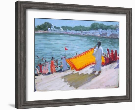 Drying Sari, Pushkar-Andrew Macara-Framed Giclee Print