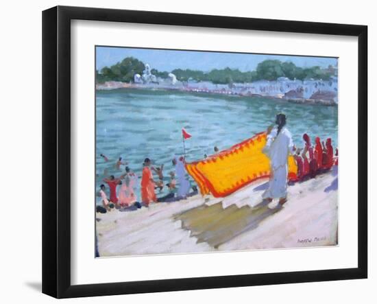 Drying Sari, Pushkar-Andrew Macara-Framed Giclee Print