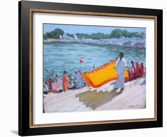 Drying Sari, Pushkar-Andrew Macara-Framed Giclee Print