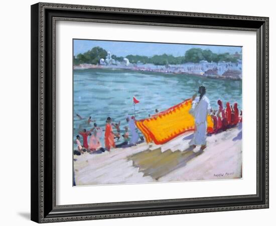 Drying Sari, Pushkar-Andrew Macara-Framed Giclee Print