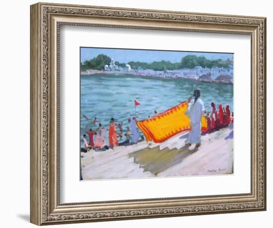 Drying Sari, Pushkar-Andrew Macara-Framed Giclee Print