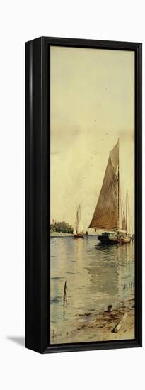 Drying the Sails, Oyster Boats, Patchogue, Long Island-Alfred Thompson Bricher-Framed Premier Image Canvas