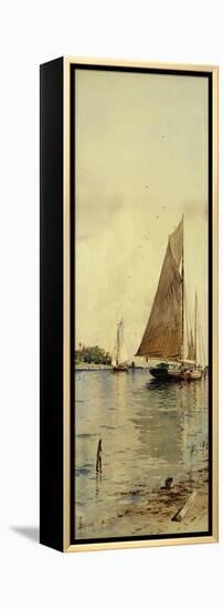 Drying the Sails, Oyster Boats, Patchogue, Long Island-Alfred Thompson Bricher-Framed Premier Image Canvas