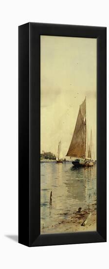 Drying the Sails, Oyster Boats, Patchogue, Long Island-Alfred Thompson Bricher-Framed Premier Image Canvas
