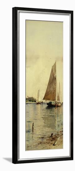 Drying the Sails, Oyster Boats, Patchogue, Long Island-Alfred Thompson Bricher-Framed Premium Giclee Print