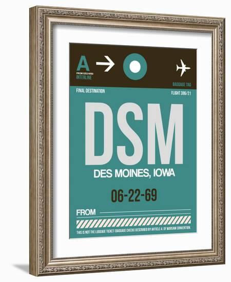 DSM Des Moines Luggage Tag II-NaxArt-Framed Art Print