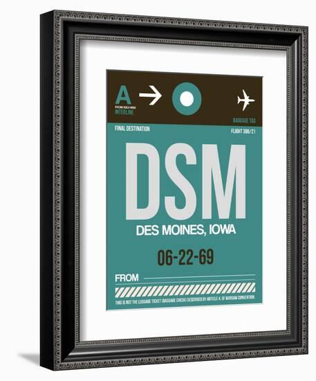 DSM Des Moines Luggage Tag II-NaxArt-Framed Premium Giclee Print