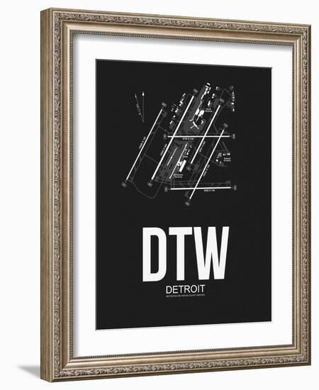 DTW Detroit Airport Black-NaxArt-Framed Art Print