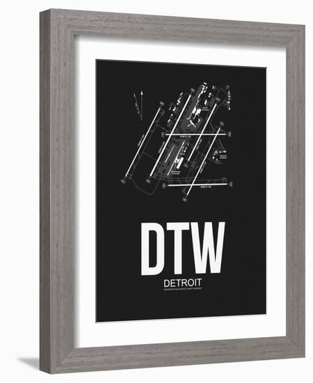 DTW Detroit Airport Black-NaxArt-Framed Art Print