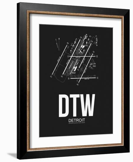 DTW Detroit Airport Black-NaxArt-Framed Art Print