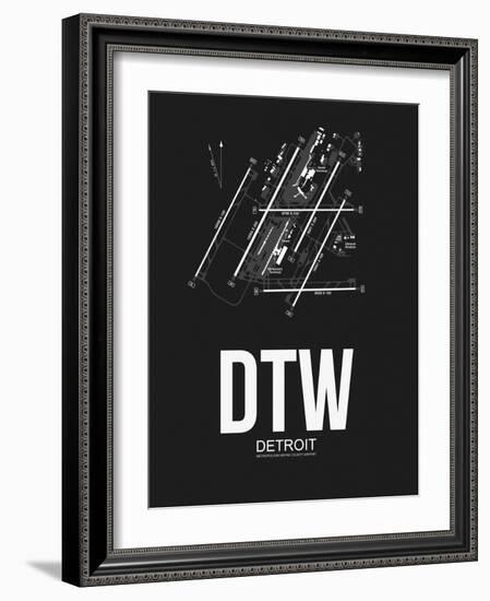 DTW Detroit Airport Black-NaxArt-Framed Art Print