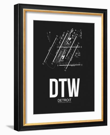 DTW Detroit Airport Black-NaxArt-Framed Art Print