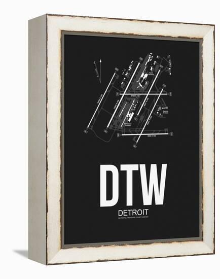 DTW Detroit Airport Black-NaxArt-Framed Stretched Canvas