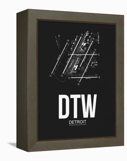 DTW Detroit Airport Black-NaxArt-Framed Stretched Canvas