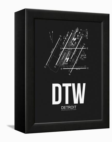 DTW Detroit Airport Black-NaxArt-Framed Stretched Canvas