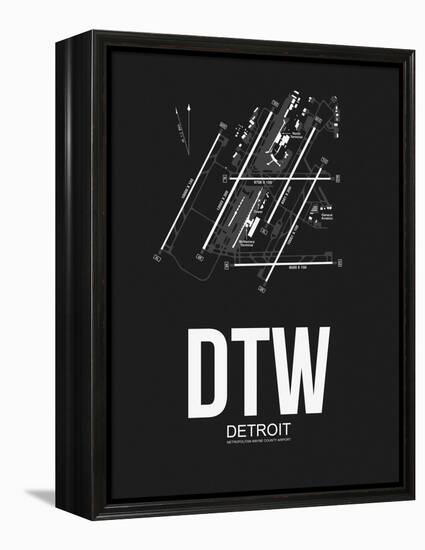 DTW Detroit Airport Black-NaxArt-Framed Stretched Canvas